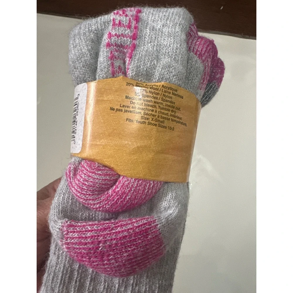 NWT Red Head Camo Cub Youth Socks X-Small Wool Blend Pink Gray 2 Pair New